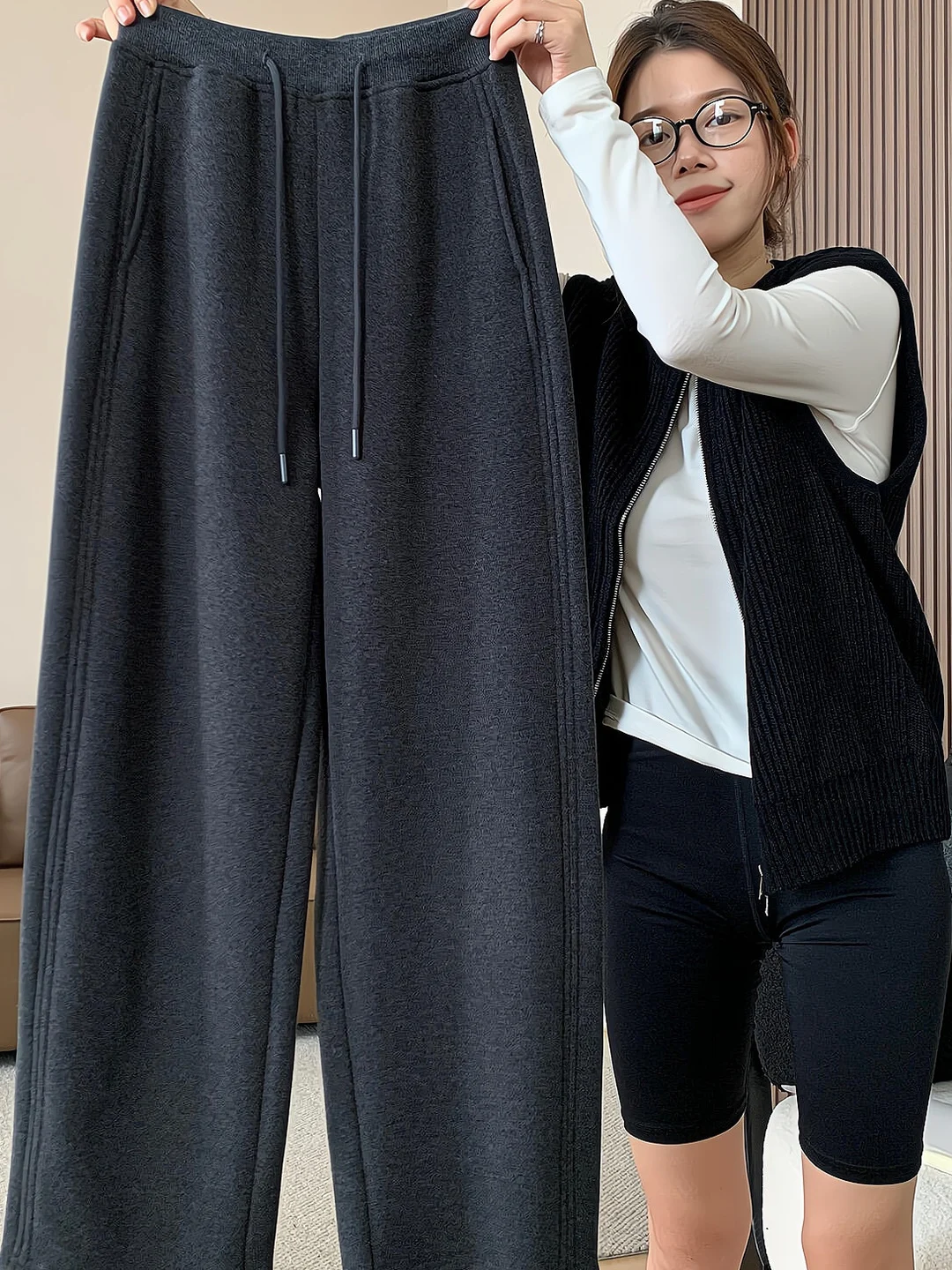 High Waist Thiened Fce Wide Leg Pants Women's plus Size Casual Loose Fit Trousers Korean Sle Comfortable Winter Pants
High Waist Thiened Fce Wide Leg Pants Women's plus Size Casual Loose Fit Trousers Korean Sle Comfortable Winter Pants