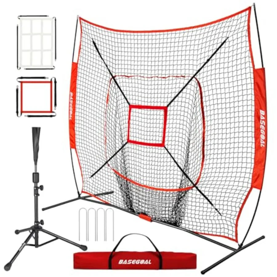 7'×7' Baseball Softball Practice NetBaseball Backstop with Batting Tee for Hitting Pitching Batting Catching with Bow Frame Bon
7'×7' Baseball Softball Practice NetBaseball Backstop with Batting Tee for Hitting Pitching Batting Catching with Bow Frame Bon