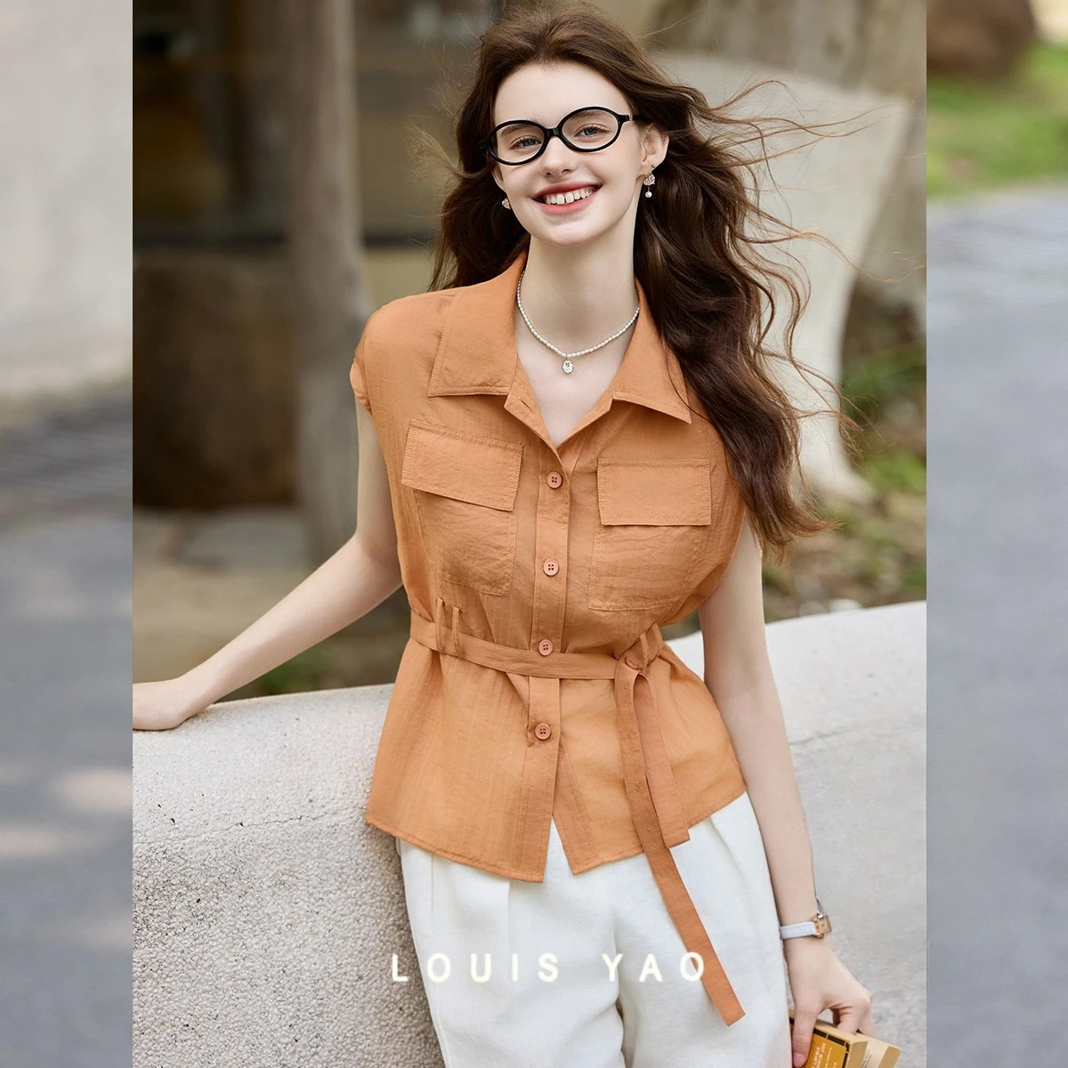 Detachable Belt Women‘s Blouses 2025 Summer Elegant Style Turn-down Collar Short Sleeve Solid Color Woven Shirt Women's Clothing
Detachable Belt Women‘s Blouses 2025 Summer Elegant Style Turn-down Collar Short Sleeve Solid Color Woven Shirt Women's Clothing