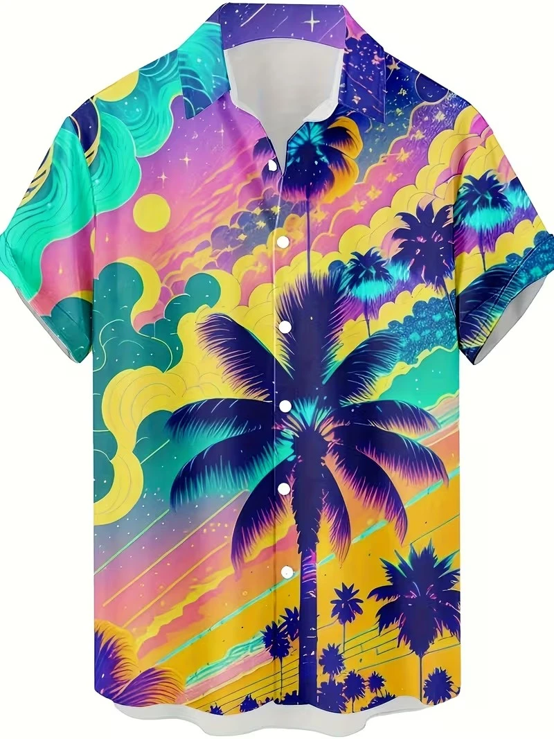 Mens Hawaiian Shirt Sunset Palm Tree Print Cuban Collar Short Sleeve Breathable Casual Summer Beach Vacation Streetwear Tops
Mens Hawaiian Shirt Sunset Palm Tree Print Cuban Collar Short Sleeve Breathable Casual Summer Beach Vacation Streetwear Tops