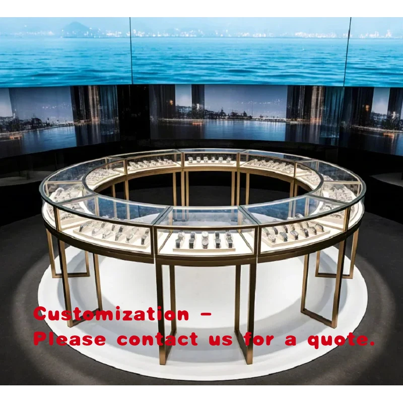 custom.Luxury Circular Double-Tier Watch Display Cabinet, High-End Watch Store Glass Showcase with Gold Metal Frame Luxury R
custom.Luxury Circular Double-Tier Watch Display Cabinet, High-End Watch Store Glass Showcase with Gold Metal Frame Luxury R