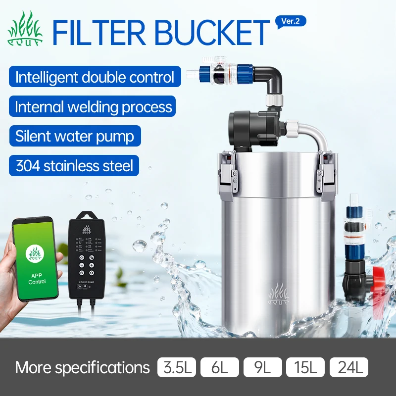 24L Fish tank External Canister Bucket Filter Intelligent App Control Frequency Conversion Ow Noise Wave-making Sound off
24L Fish tank External Canister Bucket Filter Intelligent App Control Frequency Conversion Ow Noise Wave-making Sound off