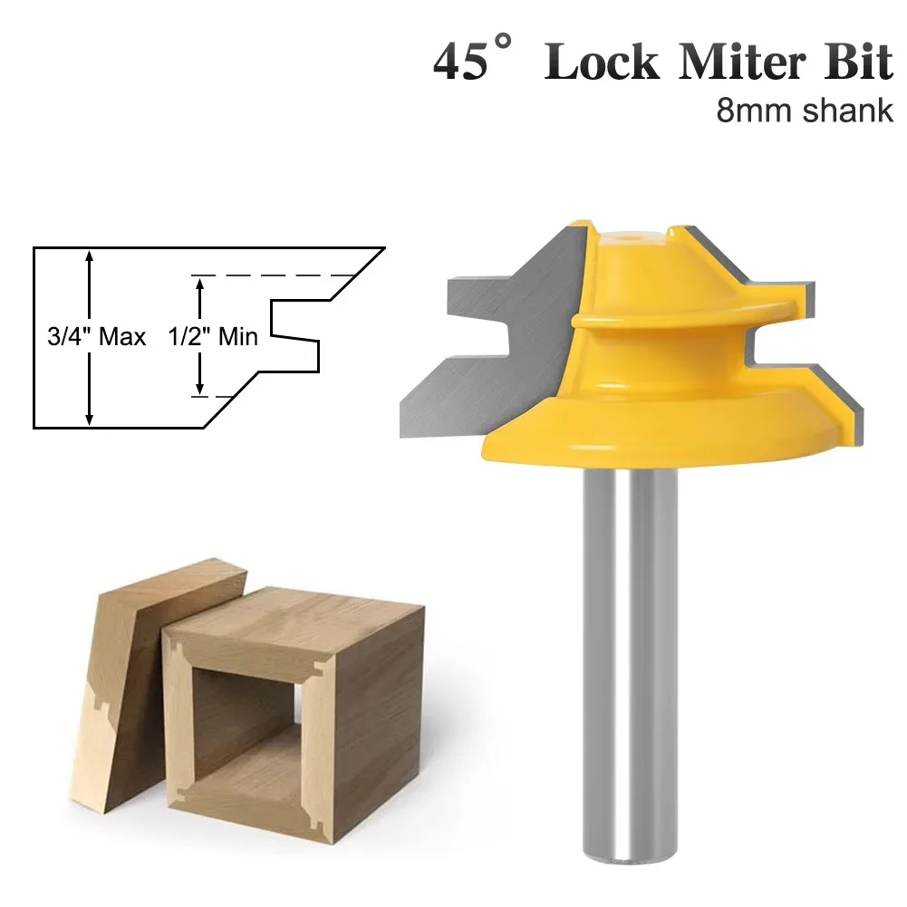 1PC 8MM Shank Milling Cutter Wood Carving 45 Degree Small Lock Miter Wood Router Bit Carbide Woodworking Milling Cutter
1PC 8MM Shank Milling Cutter Wood Carving 45 Degree Small Lock Miter Wood Router Bit Carbide Woodworking Milling Cutter