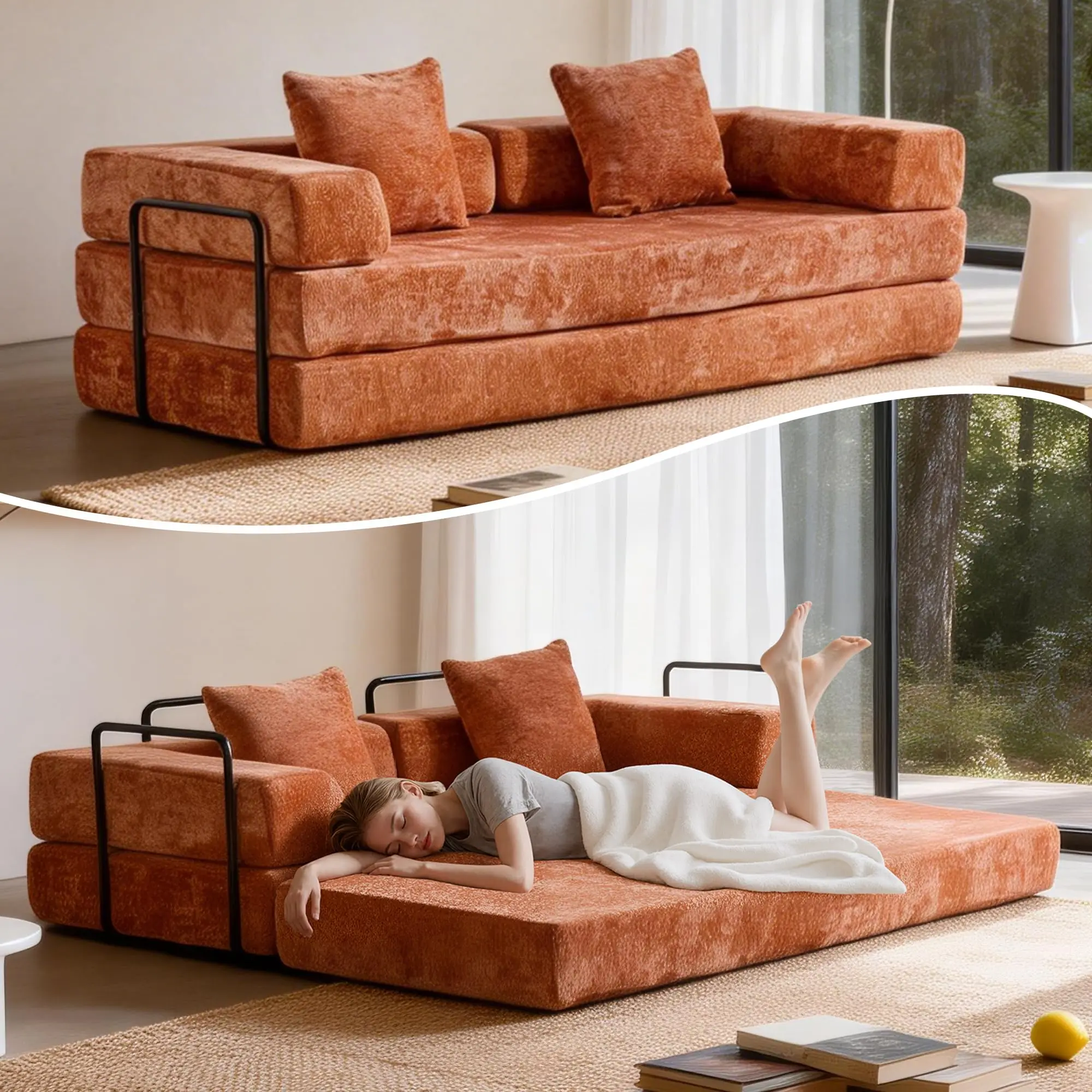 Convertible Floor Sofa Bed With Pillow Back And Armrest Chenille Foldable Sleeper For Living Room Bedroom
Convertible Floor Sofa Bed With Pillow Back And Armrest Chenille Foldable Sleeper For Living Room Bedroom