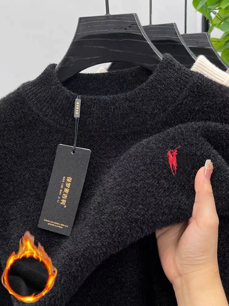 High end brand velvet men's new designer fashion exquisite pony embroidery winter thick warm round neck top Paul knitted sweater
High end brand velvet men's new designer fashion exquisite pony embroidery winter thick warm round neck top Paul knitted sweater