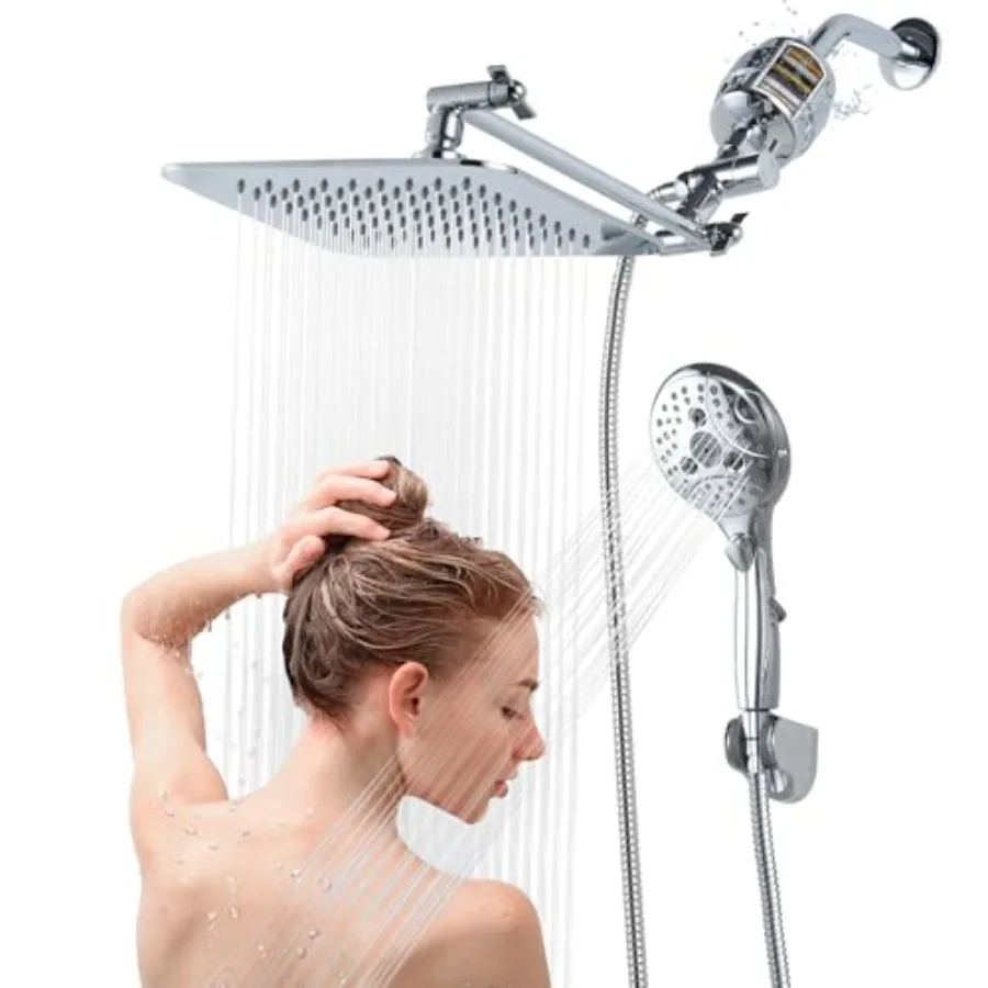 Dual 20 Stage Filtered Shower Head with Handheld, 6 Spray Settgs Handheld Shower Head High Pressure Rafall Filter Combo with 12
Dual 20 Stage Filtered Shower Head with Handheld, 6 Spray Settgs Handheld Shower Head High Pressure Rafall Filter Combo with 12