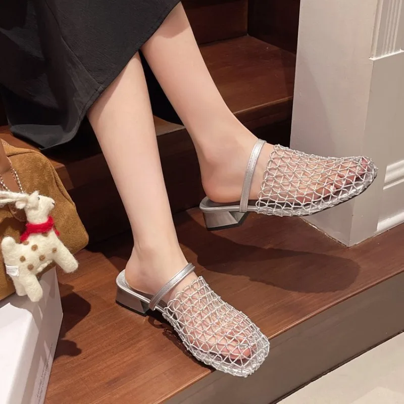 Mesh Woven Hollow-toe Half Slippers for Womensuitable for Outdoor Wear2026spring and Summer New French-style Wedge Black Sandals
Mesh Woven Hollow-toe Half Slippers for Womensuitable for Outdoor Wear2026spring and Summer New French-style Wedge Black Sandals
