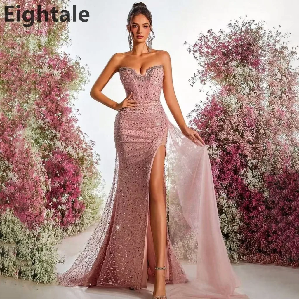 Eightale 2025 Customized Shinning Sequin Mermaid Prom Dress Blush Pink Evening Dress Women Formal Party Gown Robes De Soirée
Eightale 2025 Customized Shinning Sequin Mermaid Prom Dress Blush Pink Evening Dress Women Formal Party Gown Robes De Soirée