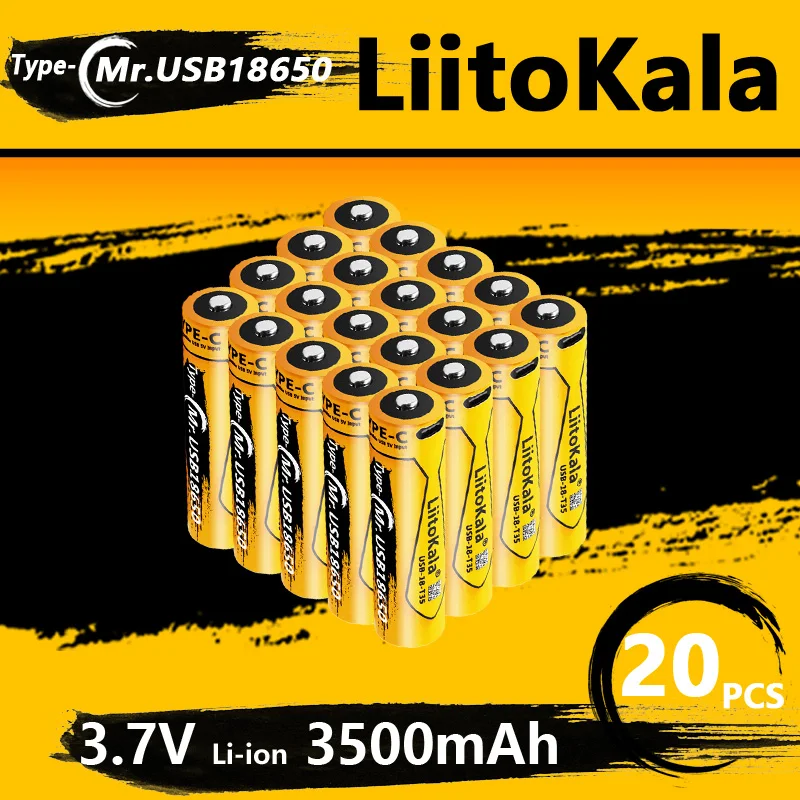 20pcs LiitoKala USB-18-T35 TYPE-C USB 18650 3.7V 3500mAh Rechargeable Li-ion Battery for Flashlight
20pcs LiitoKala USB-18-T35 TYPE-C USB 18650 3.7V 3500mAh Rechargeable Li-ion Battery for Flashlight