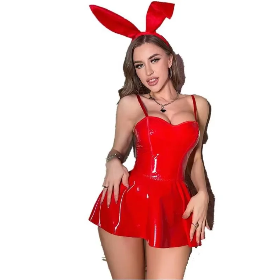 New Women's Sexy Spaghetti Strap Pushed Up PU Dress Lady Stylish Night Club Party Cosplay Bunny Girl Costumes Dress Up Clothes
New Women's Sexy Spaghetti Strap Pushed Up PU Dress Lady Stylish Night Club Party Cosplay Bunny Girl Costumes Dress Up Clothes