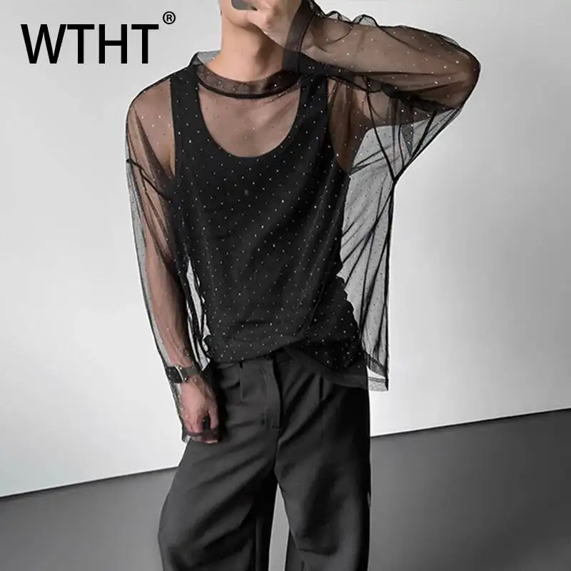 WTHT Trendy 2026 Summer Men's Spliced Sequins Design Casual Mesh T-shirts Fashion Long Sleeves Round Collar Tops Male 2A3089
WTHT Trendy 2026 Summer Men's Spliced Sequins Design Casual Mesh T-shirts Fashion Long Sleeves Round Collar Tops Male 2A3089