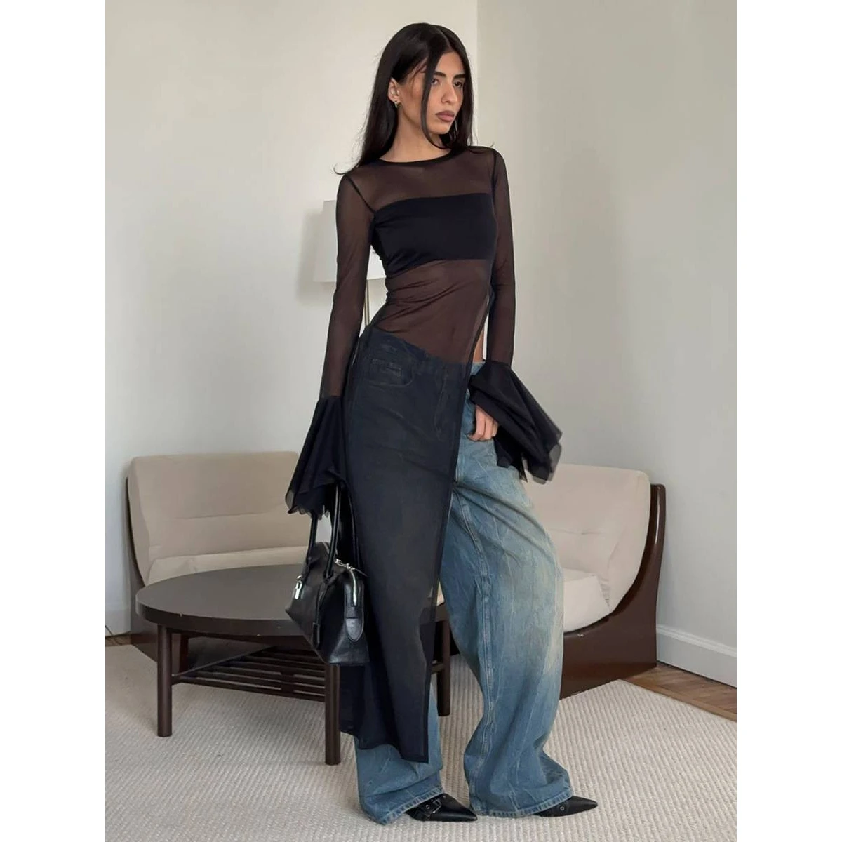 Black Asymmetrical Long Sleeve Dress Summer New Bell Sleeve Long Dress Mesh Skirt High Waist Short Pants Other Fabric Women's...
Black Asymmetrical Long Sleeve Dress Summer New Bell Sleeve Long Dress Mesh Skirt High Waist Short Pants Other Fabric Women's...