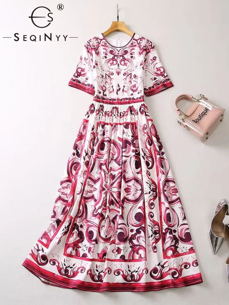 SEQINYY Elegant Midi Dress Summer Spring New Fashion Design Women Runway High Street Vintage Flower Print Sicily A-Line Casual
SEQINYY Elegant Midi Dress Summer Spring New Fashion Design Women Runway High Street Vintage Flower Print Sicily A-Line Casual