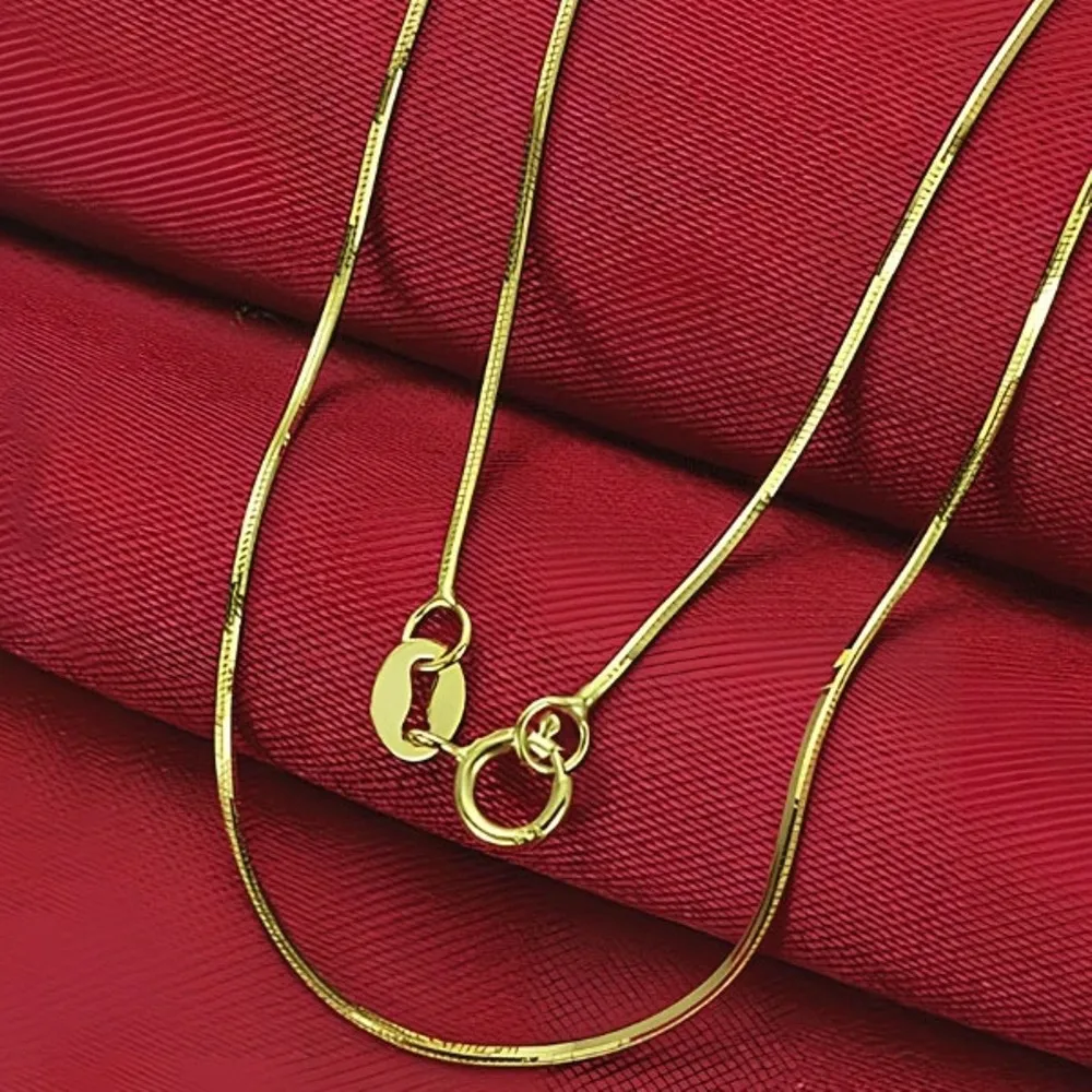 Real Pure 18K Yellow Gold Chain Women Lucky Thin 0.6mm Snake Necklace 40cm/1.5g
Real Pure 18K Yellow Gold Chain Women Lucky Thin 0.6mm Snake Necklace 40cm/1.5g