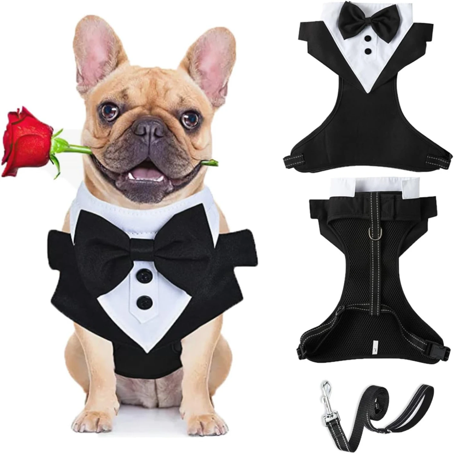 Dog Harness Leash Set, Adjustable Dog Vest Harness Set, Dog Tuxedo Costume Vest Harness for French ,Party Wedding Suit for Small
Dog Harness Leash Set, Adjustable Dog Vest Harness Set, Dog Tuxedo Costume Vest Harness for French ,Party Wedding Suit for Small