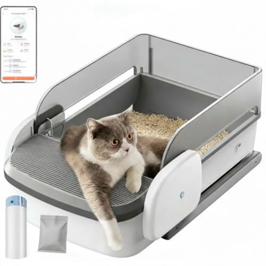 Automatic Self-Cleaning Litter Box for Cats 3LB-50LB Large Ccity with APP Control Odor Control Safety Sensor Multi-Cat Use Low-
Automatic Self-Cleaning Litter Box for Cats 3LB-50LB Large Ccity with APP Control Odor Control Safety Sensor Multi-Cat Use Low-