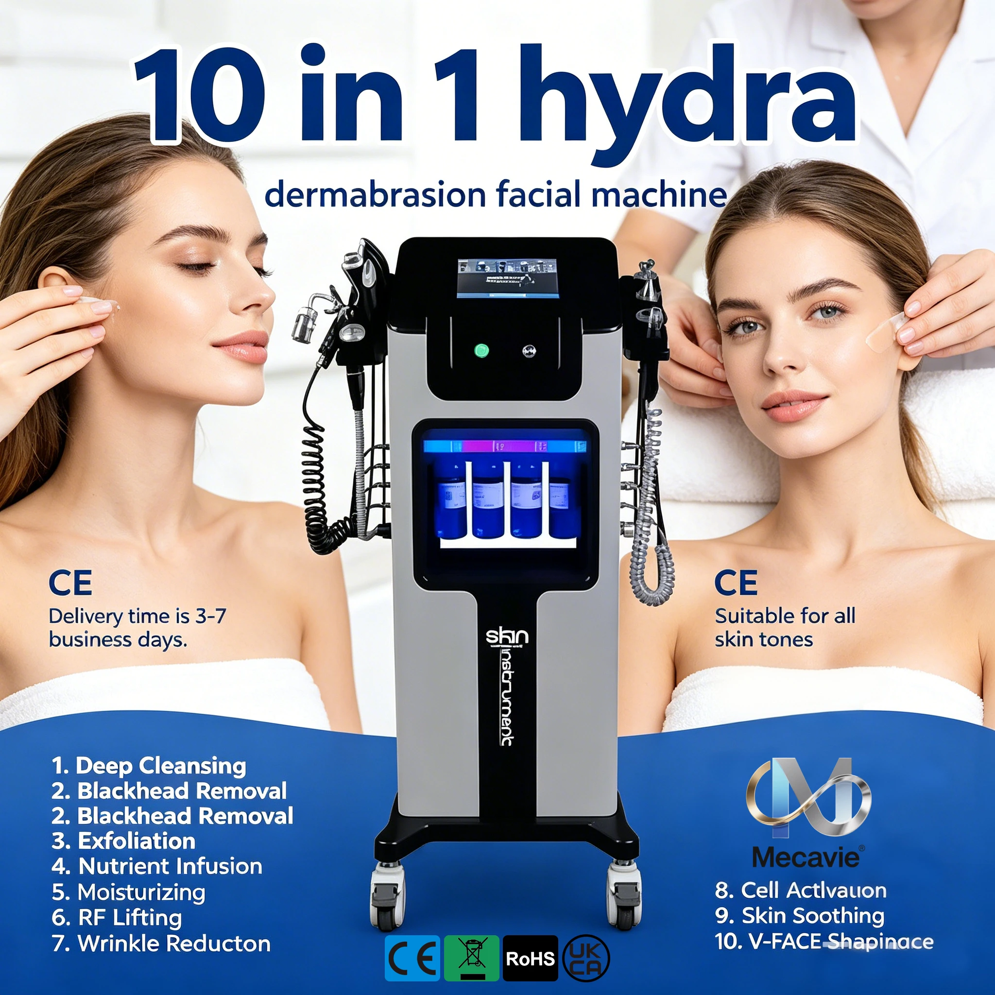Black Pearl 10 in 1 Multifunction Hydra Facial Machine Hydra Dermabrasion RF Lifting Ultrasonic Skin Scrubber Cold Hot Hammer Oxygen Spray Deep Cleansing Anti Aging Skin Rejuvenation Salon Home Beauty Equipment Suitable for all skin tones
Black Pearl 10 in 1 Multifunction Hydra Facial Machine Hydra Dermabrasion RF Lifting Ultrasonic Skin Scrubber Cold Hot Hammer Oxygen Spray Deep Cleansing Anti Aging Skin Rejuvenation Salon Home Beauty Equipment Suitable for all skin tones