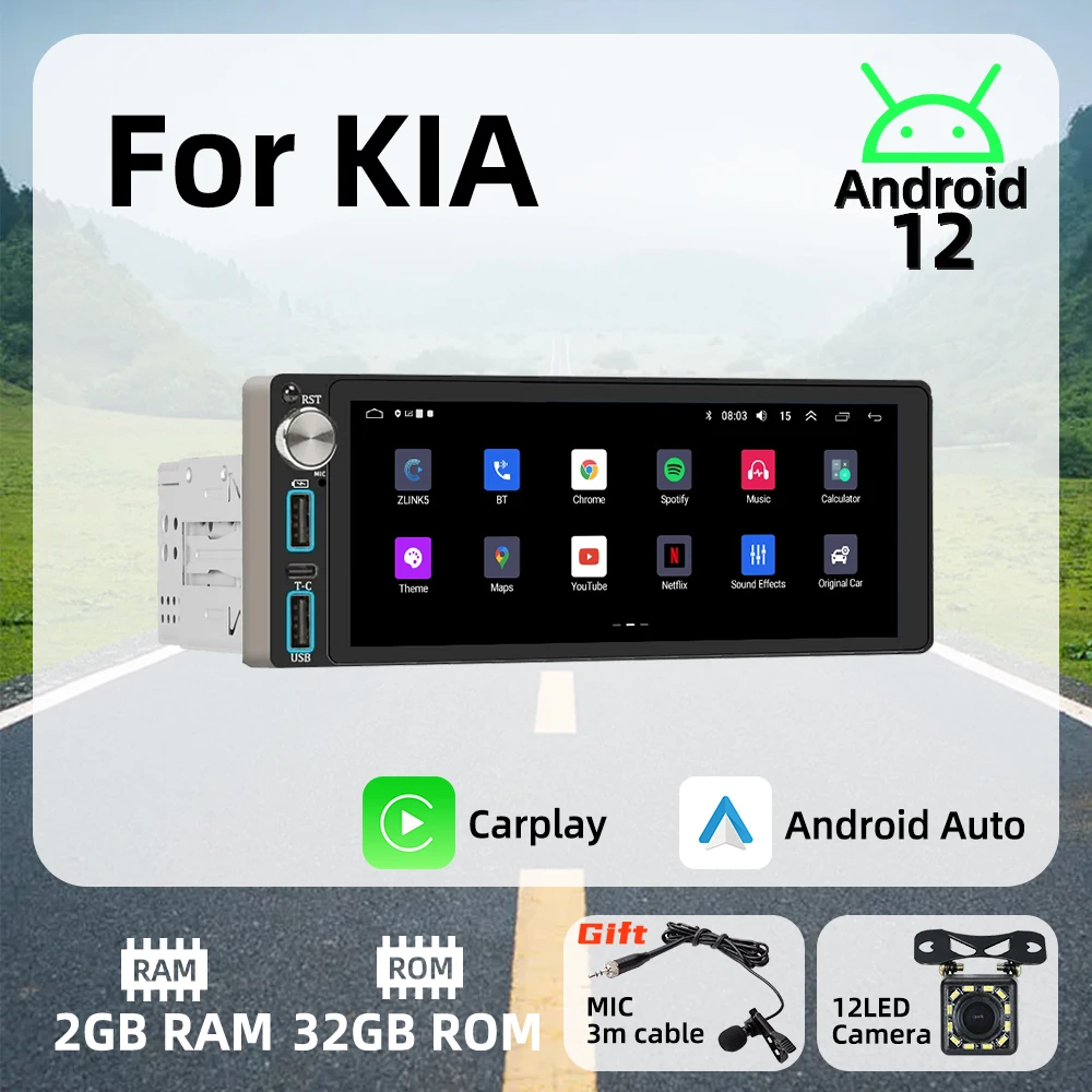 Wireless Carplay Android Auto Autoradio 6.86" 1 Din Radio Android Car Multimedia for KIA Stereo Head Unit GPS Navigation BT Wifi
Wireless Carplay Android Auto Autoradio 6.86" 1 Din Radio Android Car Multimedia for KIA Stereo Head Unit GPS Navigation BT Wifi