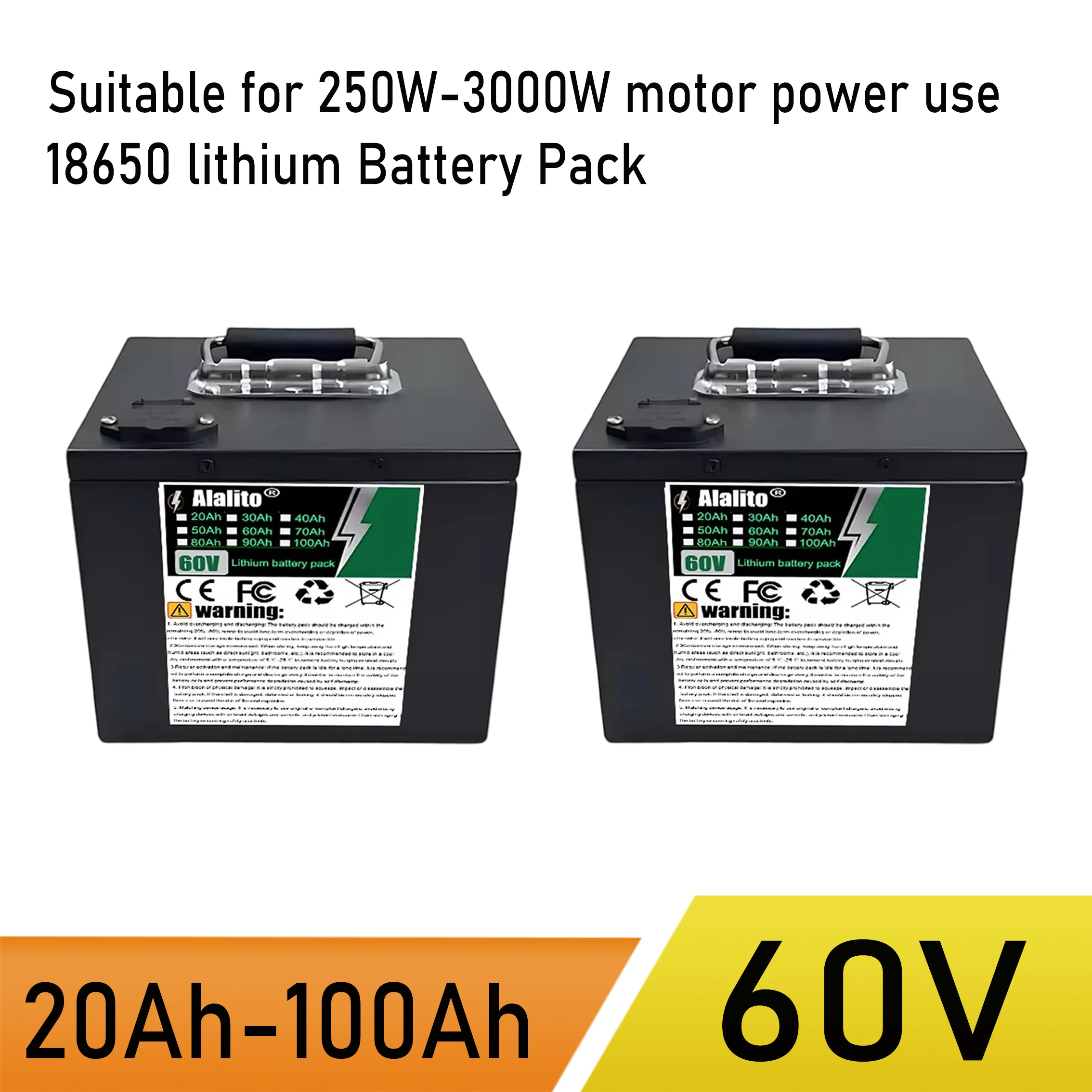Suitable for motors below 3000W, 60V 100Ah lithium battery pack, high-power battery
Suitable for motors below 3000W, 60V 100Ah lithium battery pack, high-power battery