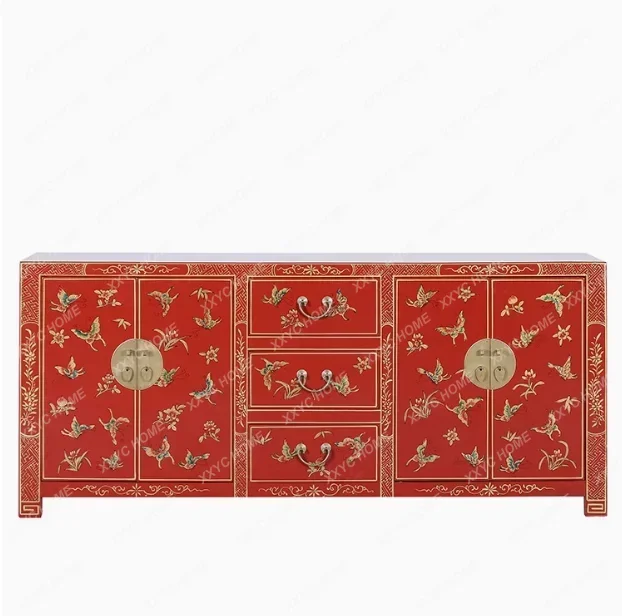 AA vintage painted butterfly painted antique-style living room base cabinet
AA vintage painted butterfly painted antique-style living room base cabinet