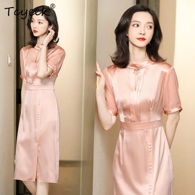 Tcyeek, элегантное платье из натурального шелка 91,2%, женское платье с коротким рукавом, модные OL-платья в стиле ретро, лето-осень 2024, D47448QM
Tcyeek, элегантное платье из натурального шелка 91,2%, женское платье с коротким рукавом, модные OL-платья в стиле ретро, лето-осень 2024, D47448QM