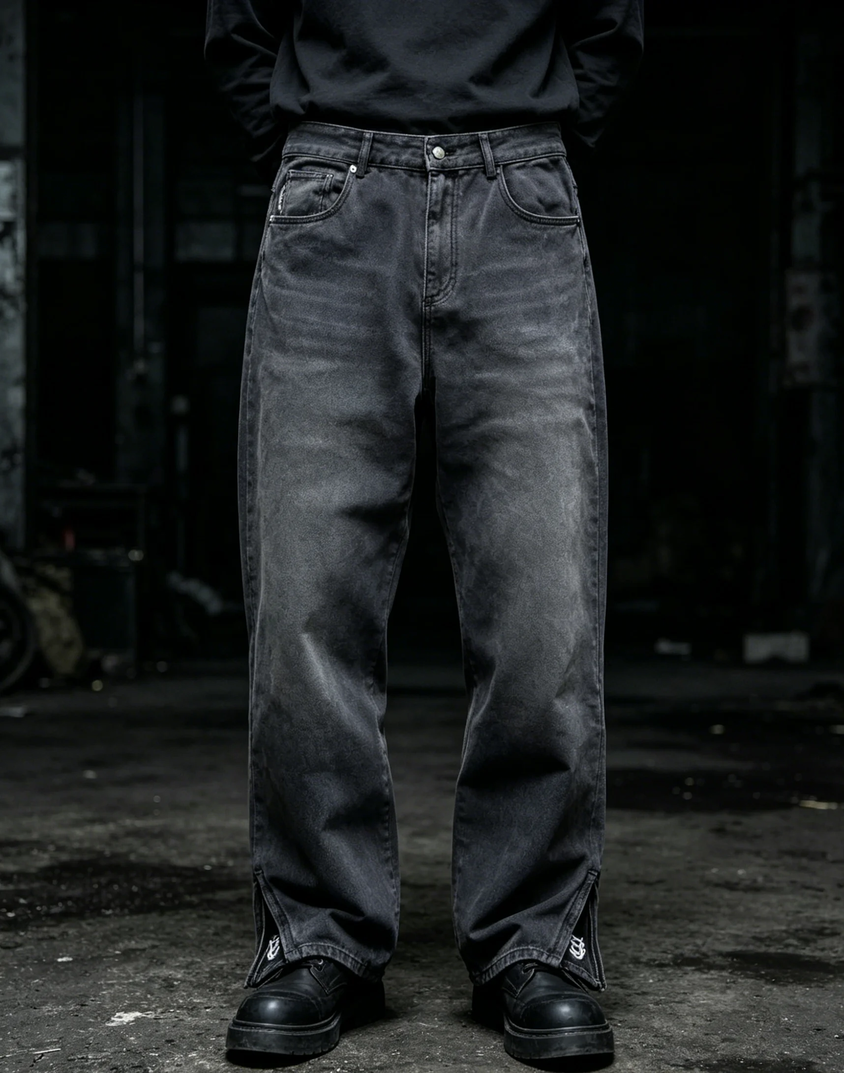 European and American retro washed vintage jeans with men's and women's zippers, street black gray embroidered pants
European and American retro washed vintage jeans with men's and women's zippers, street black gray embroidered pants