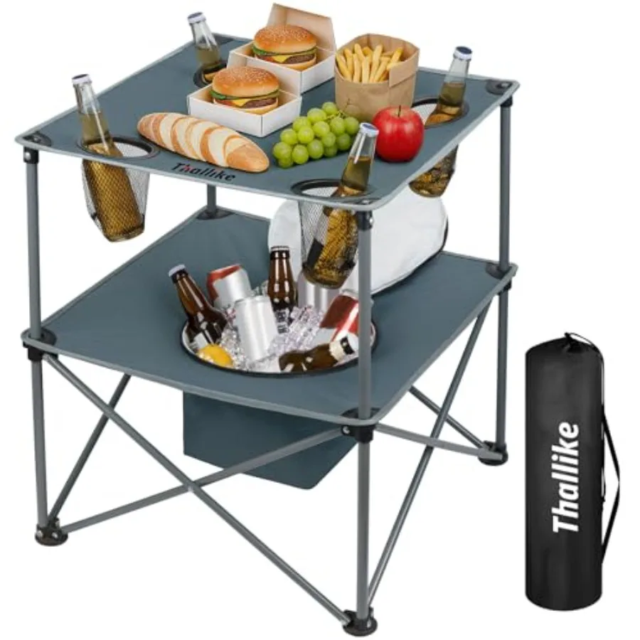 Portable Picnic Camping Table with Cooler, Folding Beach Table with 4 Tear Resistance Cup Holders, Tailgating Table Carry Bag f
Portable Picnic Camping Table with Cooler, Folding Beach Table with 4 Tear Resistance Cup Holders, Tailgating Table Carry Bag f