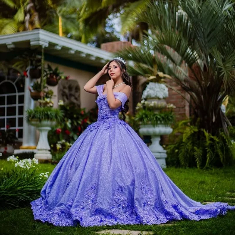 Customized Shiny Purple Off Shoulder Quinceanera Dress sequin applique crystal flower Long tail vestidos de 15 Quinceanera
Customized Shiny Purple Off Shoulder Quinceanera Dress sequin applique crystal flower Long tail vestidos de 15 Quinceanera