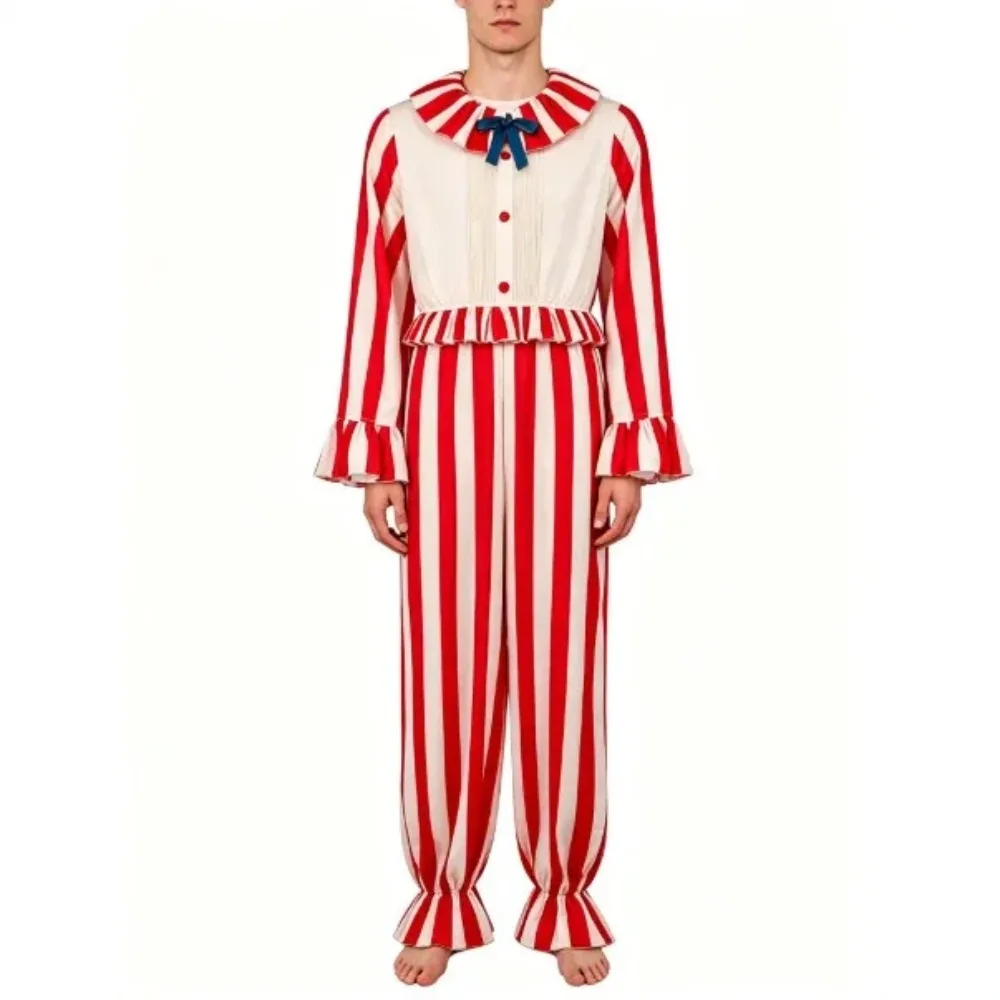 Horror Cornfield Clown Cosplay Costume Clown Striped Candy Onesie Unisex Red Joker Jumpsuits Halloween Carnival Cosplay Costume
Horror Cornfield Clown Cosplay Costume Clown Striped Candy Onesie Unisex Red Joker Jumpsuits Halloween Carnival Cosplay Costume
