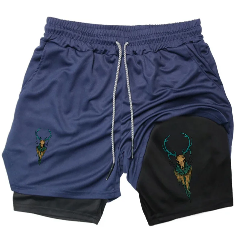 Men's Double-deck Shorts Gothic Deer-headed Monster Print Shorts Summer Quick Drying Sports Fitness 2 in1 Joggers Beach Short
Men's Double-deck Shorts Gothic Deer-headed Monster Print Shorts Summer Quick Drying Sports Fitness 2 in1 Joggers Beach Short
