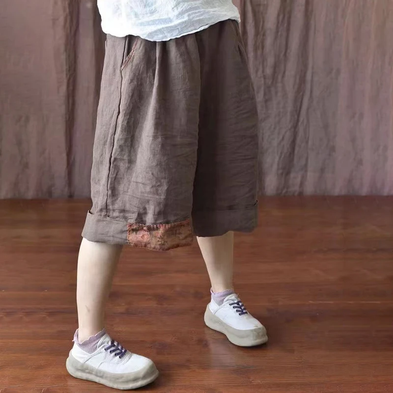 Women Retro Ethnic Style Patch Oversize Cotton Linen Short Pants Summer Casual High Waist Beach Shorts
Women Retro Ethnic Style Patch Oversize Cotton Linen Short Pants Summer Casual High Waist Beach Shorts