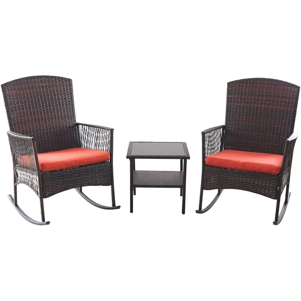 Outdoor Rattan Wicker Rocking Chair 3 Pieces Patio Conversation Furniture Bistro Sets with Side Table and Cushions for Porch Ga
Outdoor Rattan Wicker Rocking Chair 3 Pieces Patio Conversation Furniture Bistro Sets with Side Table and Cushions for Porch Ga