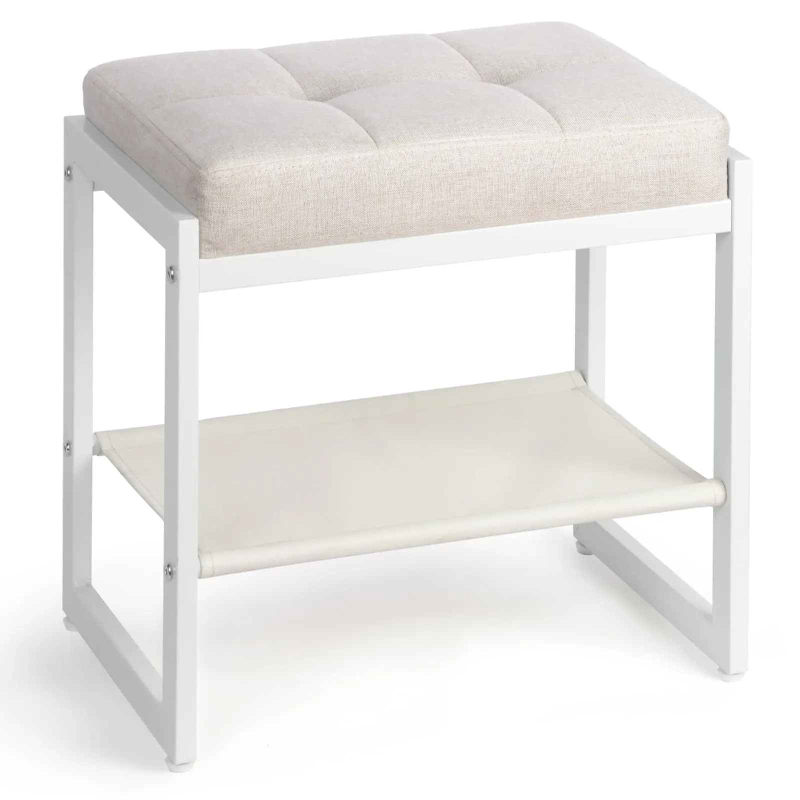 Modern White Vanity Stool With Cushioned Seat And Storage Shelf For Bedroom Living Room
Modern White Vanity Stool With Cushioned Seat And Storage Shelf For Bedroom Living Room