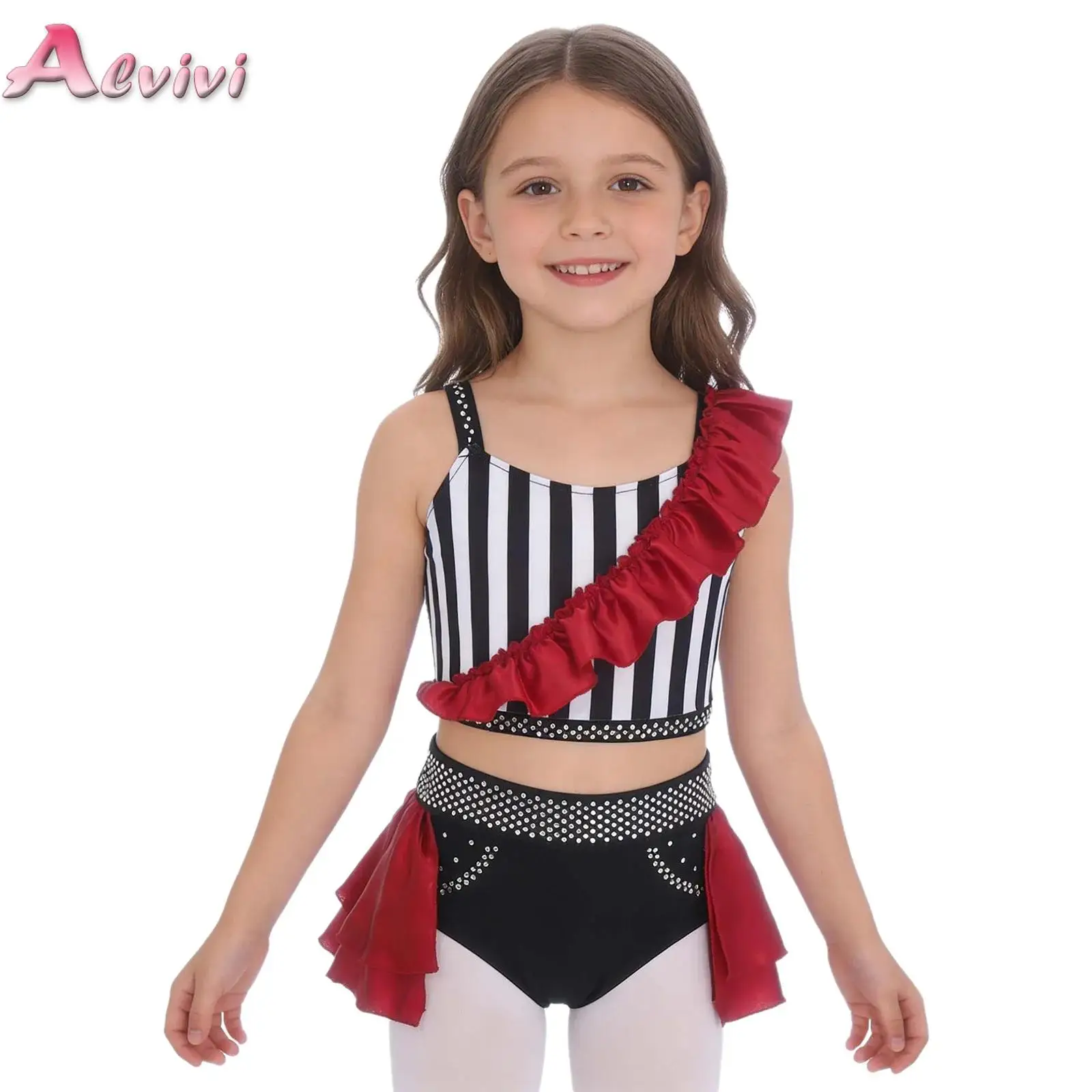 Kids Girls 2 Pieces Circus Dress Up Outfit Gymnastics Ballet Dance Activewear Rhinestone Sleeveless Crop Top with Briefs Costume
Kids Girls 2 Pieces Circus Dress Up Outfit Gymnastics Ballet Dance Activewear Rhinestone Sleeveless Crop Top with Briefs Costume