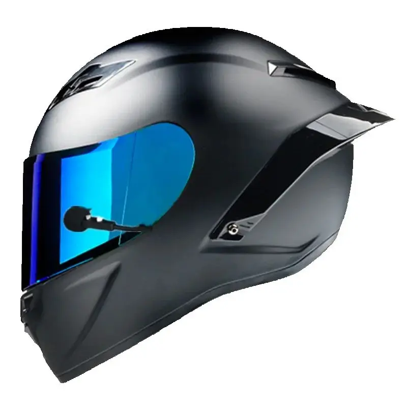 Matte Black Full Face Motorcycle Helmet with Blue Color Lens Built-In Bluetooth Headset CE DOT Approved for Motorbike Riding
Matte Black Full Face Motorcycle Helmet with Blue Color Lens Built-In Bluetooth Headset CE DOT Approved for Motorbike Riding
