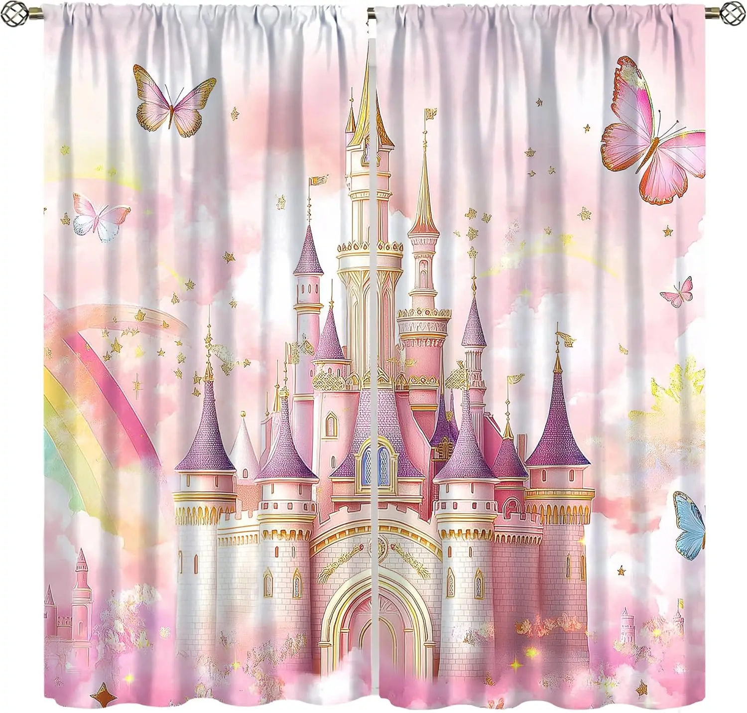 Pink Princess Castle Print Curtains Fairy Tale Palace Rainbow Butterfly Design for Kids Room Nursery
Pink Princess Castle Print Curtains Fairy Tale Palace Rainbow Butterfly Design for Kids Room Nursery