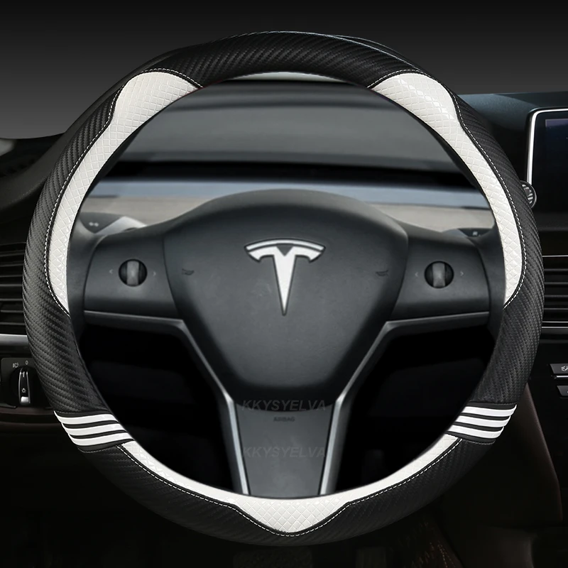 Carbon Fibre + Leather Car Steering Wheel Cover Non-Slip For Tesla Model 3 2016 2018 2019 2020 Auto Accessories
Carbon Fibre + Leather Car Steering Wheel Cover Non-Slip For Tesla Model 3 2016 2018 2019 2020 Auto Accessories