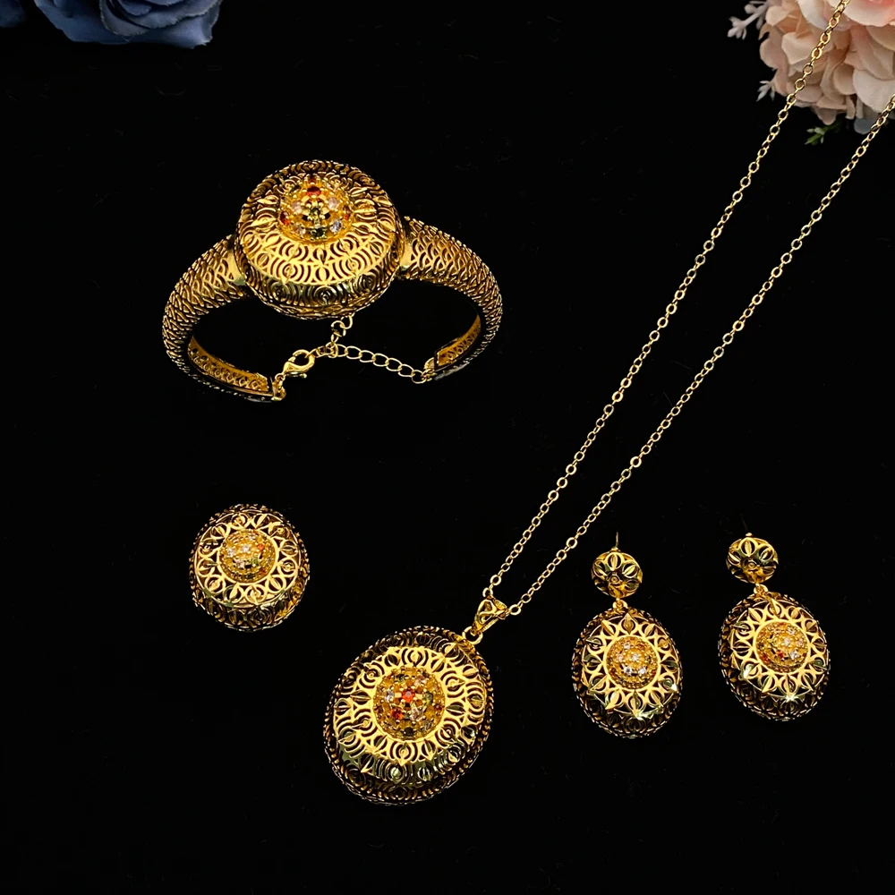 Flora Luxury Cubic Zirconia & Copper Plated Jewelry Set, Elegant Bridal Wedding Gift for Her, Birthday Anniversary Christmas
Flora Luxury Cubic Zirconia & Copper Plated Jewelry Set, Elegant Bridal Wedding Gift for Her, Birthday Anniversary Christmas