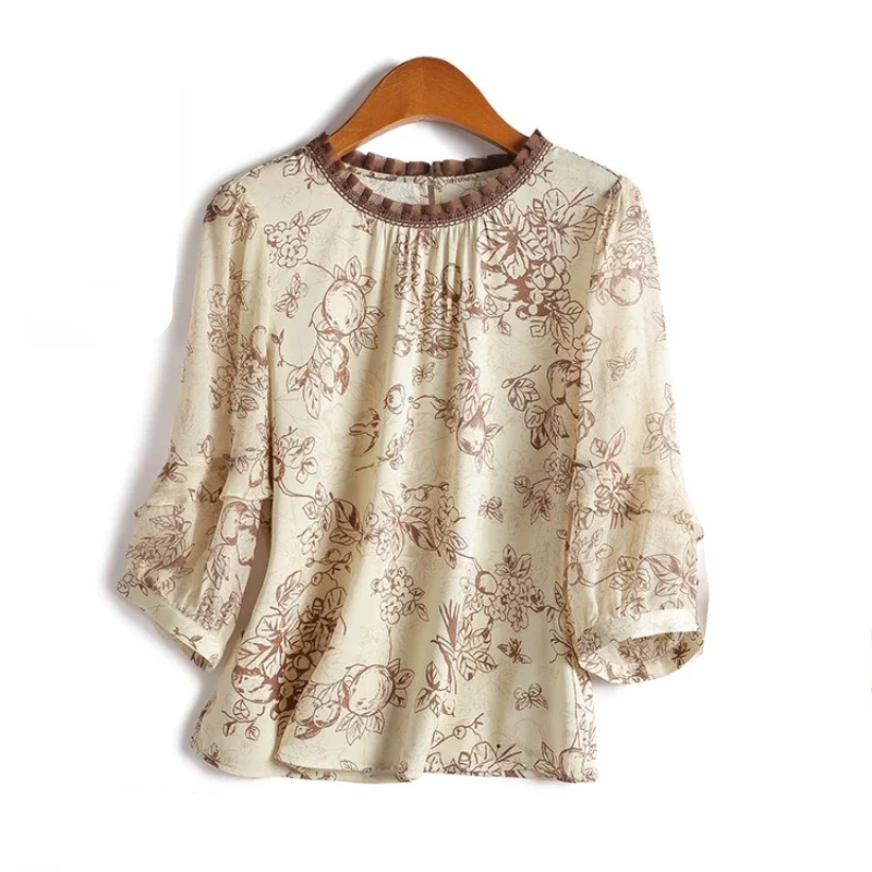 Chiffon Vintage Women's Shirt Summer Printed Women Blouses O-neck Fashion Clothing Loose Short Sleeves Top
Chiffon Vintage Women's Shirt Summer Printed Women Blouses O-neck Fashion Clothing Loose Short Sleeves Top