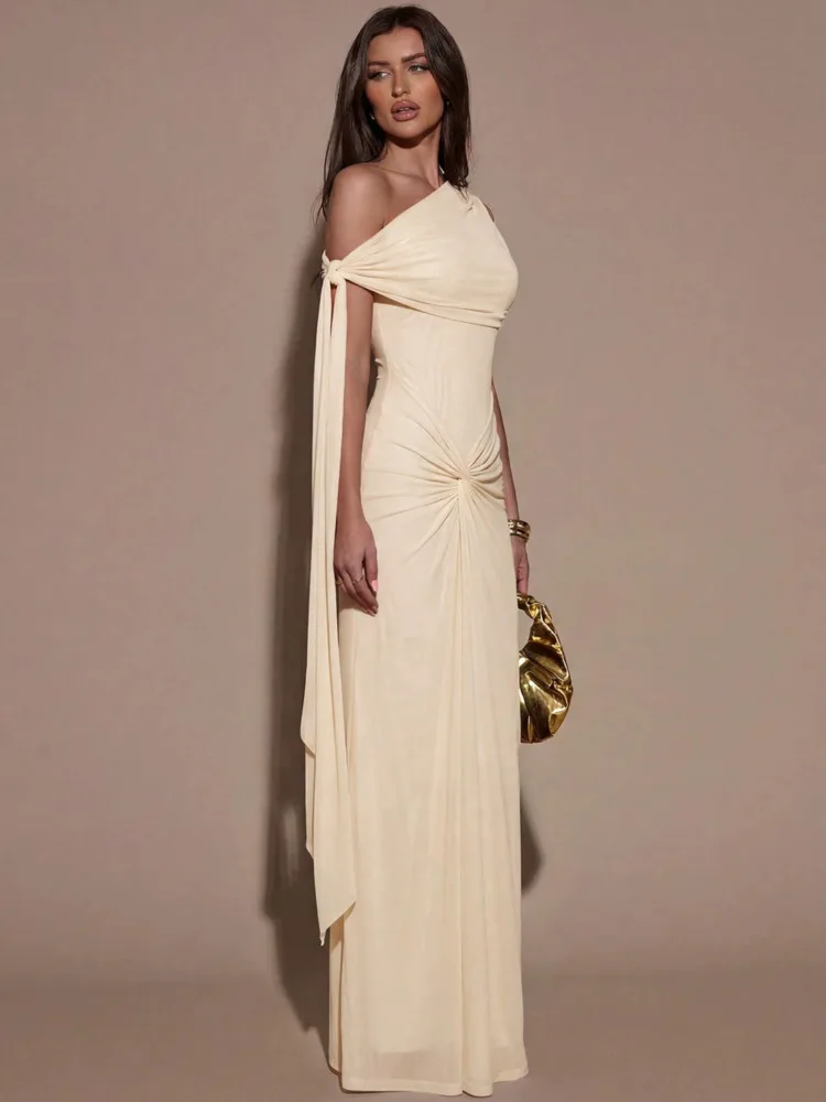 Oniflyme Elegant Inclined Shoulder Ribbons Women Maxi Dress Solid Mesh Patchwork Ruched Bodycon Dress Summer Party Club Vestidos
Oniflyme Elegant Inclined Shoulder Ribbons Women Maxi Dress Solid Mesh Patchwork Ruched Bodycon Dress Summer Party Club Vestidos