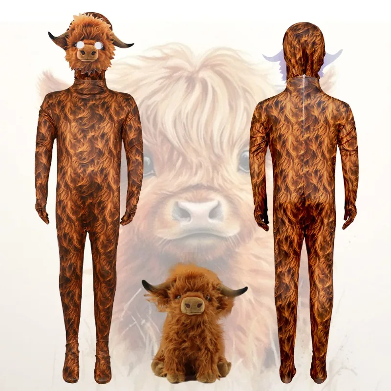Halloween New Zealand Scottish Cow Cosplay Costume Full-Body Tight-Fit One-Piece Outfit for Role-Playing and Stage Performances
Halloween New Zealand Scottish Cow Cosplay Costume Full-Body Tight-Fit One-Piece Outfit for Role-Playing and Stage Performances