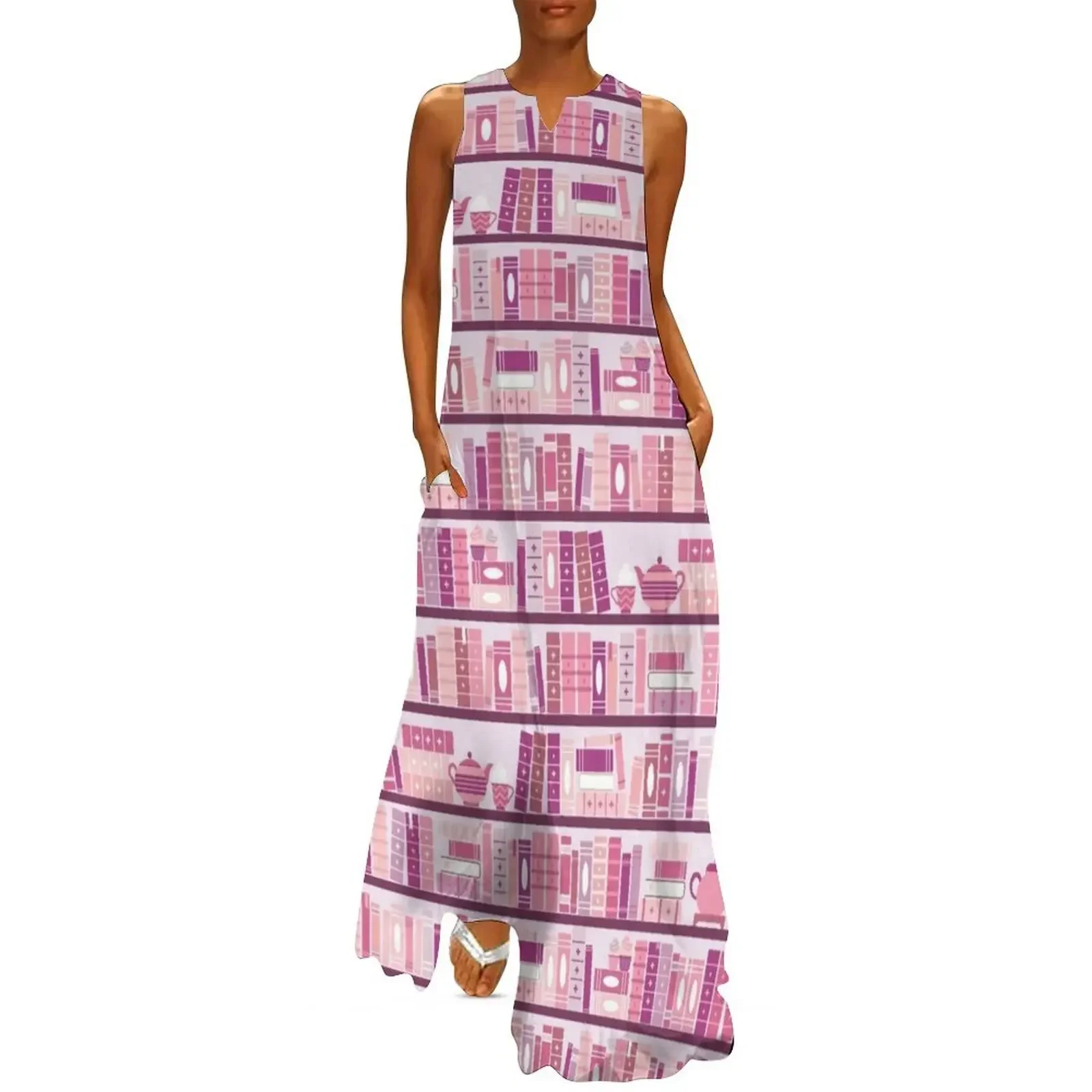 Pink Bookcase Pattern Romance Tea Books Long Dress bandage dress luxury woman evening dress
Pink Bookcase Pattern Romance Tea Books Long Dress bandage dress luxury woman evening dress