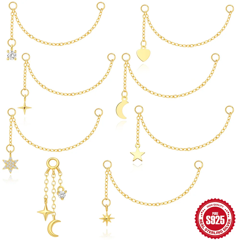 Dawn's Jewel S925 Sterling Silver Five-pointed Star Diamond Pendant Earring Chain Cartilage Pierced Earrings With Accessories
Dawn's Jewel S925 Sterling Silver Five-pointed Star Diamond Pendant Earring Chain Cartilage Pierced Earrings With Accessories