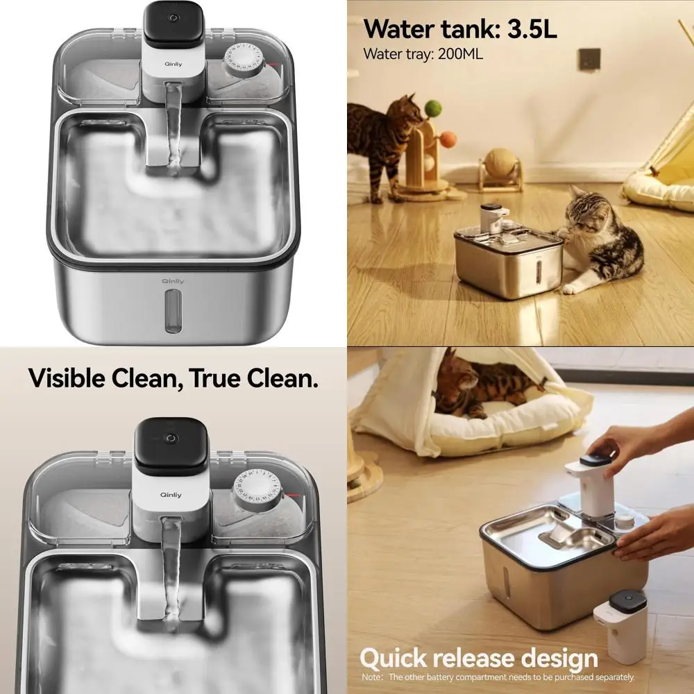 Wireless Stainless Steel Cat Water Fountain, 3.6L/123oz Indoor Pet Drinking Fountain with Motion Sensor and Rechargeable Battery
Wireless Stainless Steel Cat Water Fountain, 3.6L/123oz Indoor Pet Drinking Fountain with Motion Sensor and Rechargeable Battery
