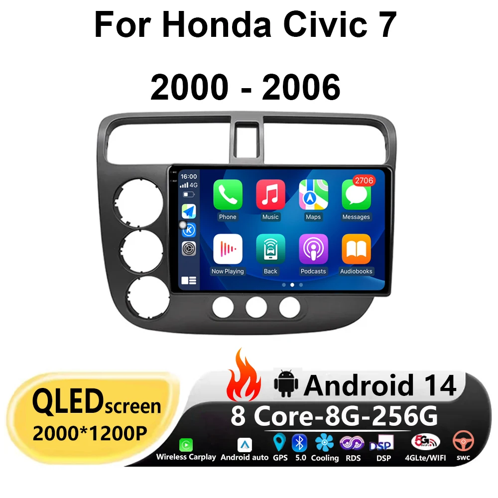 For Honda Civic 7 2000 - 2006 Android 14 Car Radio Multimedia Video Player Navigation Stereo GPS Carplay Auto Head Unit QLED DSP
For Honda Civic 7 2000 - 2006 Android 14 Car Radio Multimedia Video Player Navigation Stereo GPS Carplay Auto Head Unit QLED DSP
