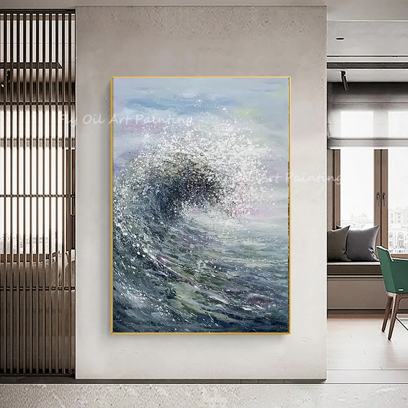100% Handmade ocean wave thick navy sea thick oil paintings For Living Room Home Decoration as a gift
100% Handmade ocean wave thick navy sea thick oil paintings For Living Room Home Decoration as a gift