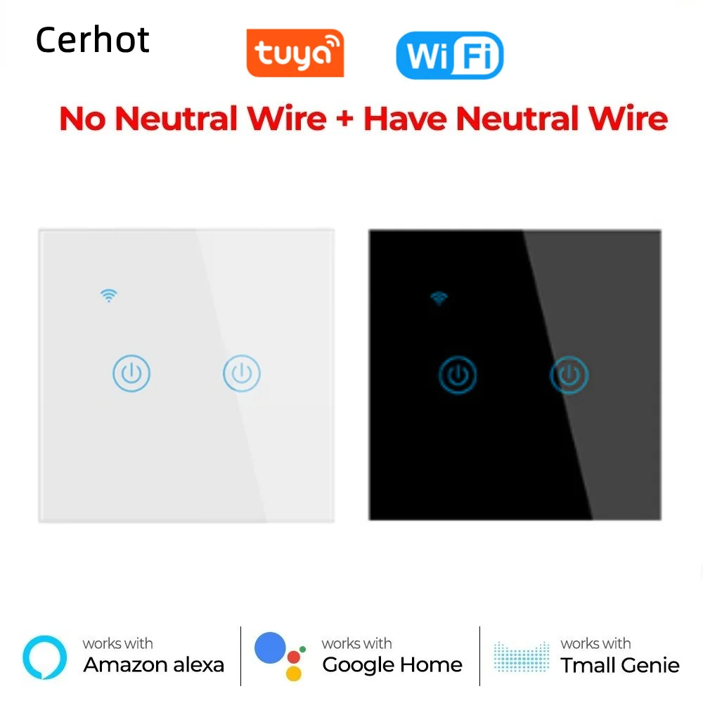 Tuya Smart Wifi Touch Switch No Neutral Wire Required Smart Home Life Wall Light Switch 1/2/3/4 Gang Support Alexa Google Voice
Tuya Smart Wifi Touch Switch No Neutral Wire Required Smart Home Life Wall Light Switch 1/2/3/4 Gang Support Alexa Google Voice