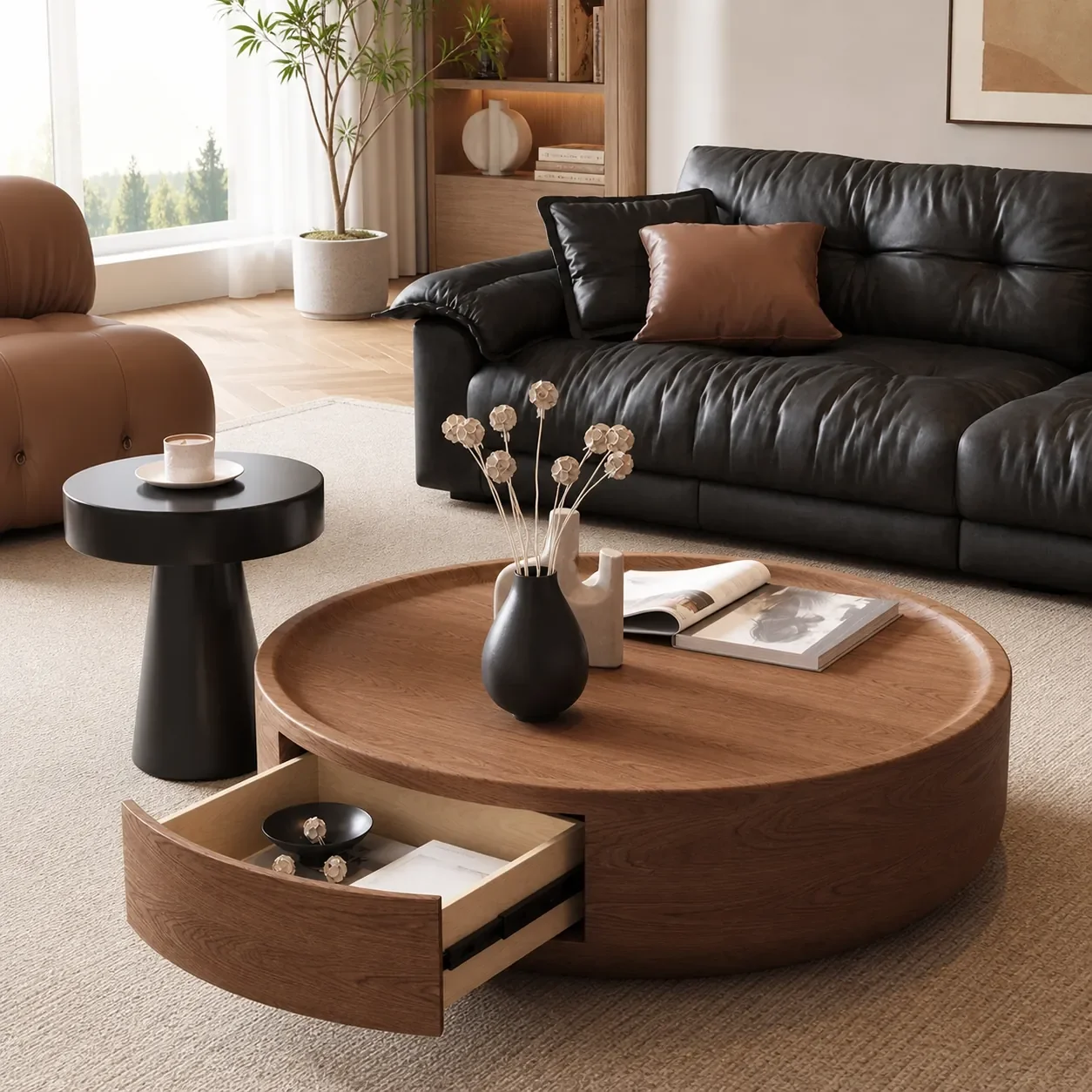 Walnut Color Italian Vintage Style Solid Wood Round Coffee Table for Small Spaces Modern High-End Living Room
Walnut Color Italian Vintage Style Solid Wood Round Coffee Table for Small Spaces Modern High-End Living Room