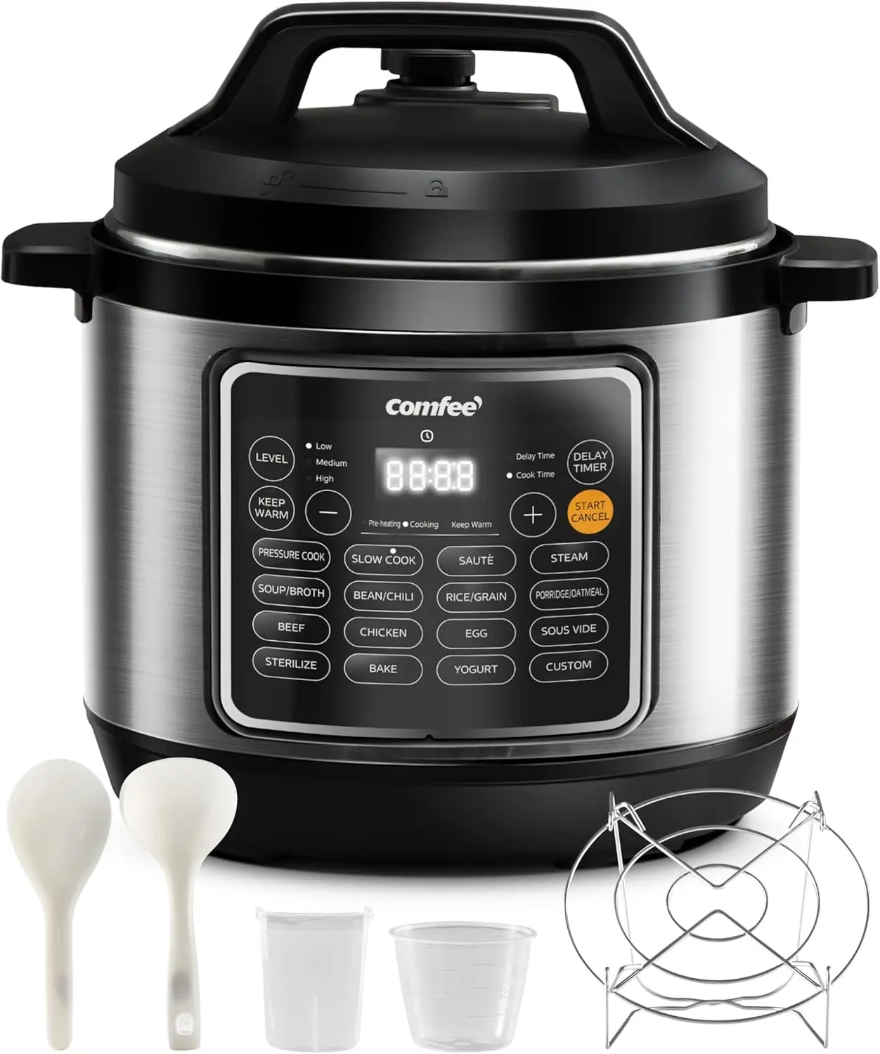 COMFEE’ Pressure Cooker 8 Quart with 16 Cooking Functions, Olla de Presion Non-Stick Pot Yogurt Maker Rice Cooker Slow Cooker
COMFEE’ Pressure Cooker 8 Quart with 16 Cooking Functions, Olla de Presion Non-Stick Pot Yogurt Maker Rice Cooker Slow Cooker