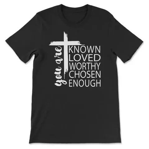 Black Christian t-shirt: You are loved, worthy, chosen, enough – S
Black Christian t-shirt: You are loved, worthy, chosen, enough – S